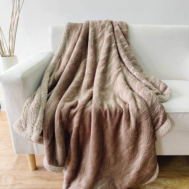 Polyester Super Soft Brushed Double Layers Flannel Sherpa Blanket